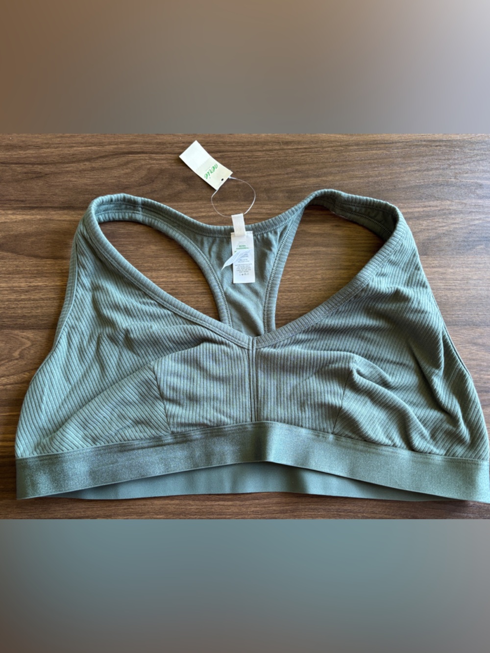 aerie Ribbed Racerback Sports Bra in Sage Green